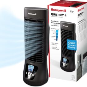 Honeywell QuietSet 13" Oscillating Tower Fan - 4-Speed Personal Desk Fan with Quiet Operation, Black