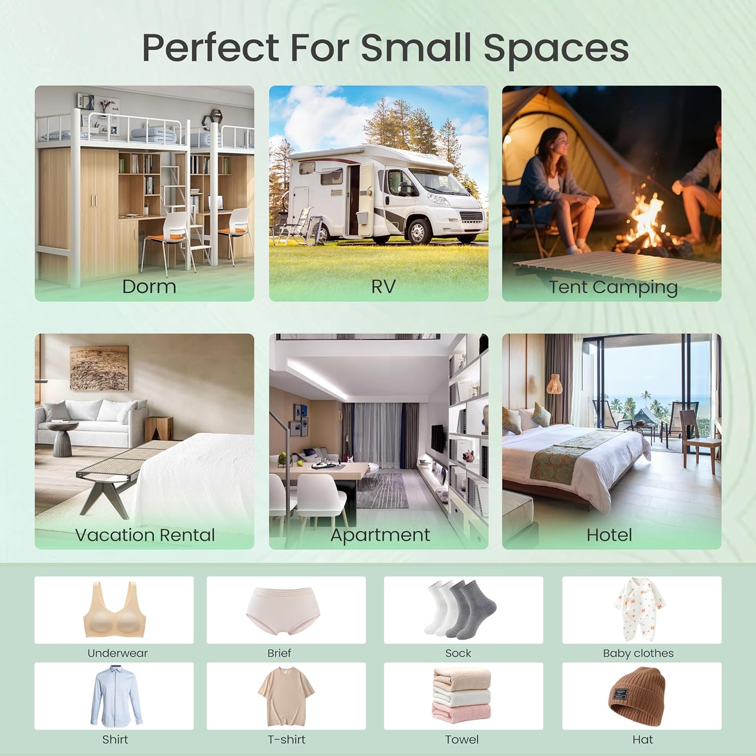 Foldable Portable Washing Machine - 16L Mini Compact Washer with Blue Light Technology, 3 Cleaning Modes, Ideal for Baby Clothes, Delicates, Travel & Small Apartments (Gray)