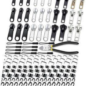159-Piece Zipper Repair Kit - Universal Zipper Replacement Tool Set for Jackets, Coats, Backpacks, Luggage & More (Sizes #3 #5 #8)