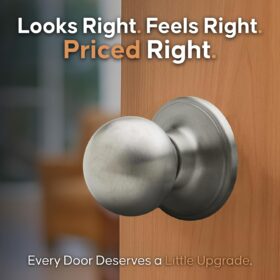 Copper Creek Passage Interior Door Knob – ANSI Grade 3 Certified, Satin Stainless Steel, Heavy-Duty Reversible Handle for Bedroom, Bathroom & Closet