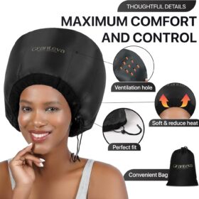 Granteva Hooded Hair Dryer Attachment with Integrated Headband - Salon-Quality Diffuser Cap for Curly Hair, Deep Conditioning & Faster Drying at Home