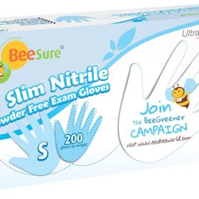 BeeSure BE1126 Ultra-Slim Nitrile Exam Gloves - Small, Powder-Free, White (200-Count Box)