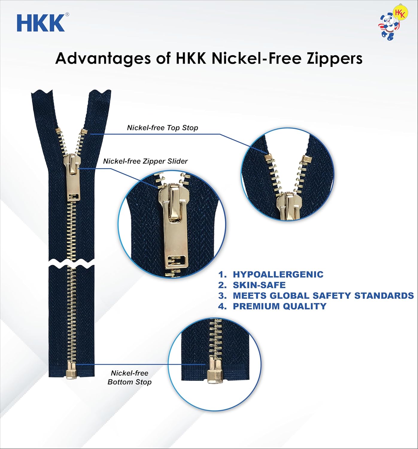 HKK Premium #5 Metal Separating Zippers - 28 Inch 5-Pack for Leather Jackets, Coats & Heavy Duty Sewing Projects (Copper Teeth, OEKO-TEX Certified)