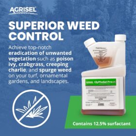 GlyPhoSel Pro Weed Killer - 41% Glyphosate Concentrate, 32oz, Pet-Safe Formula for Tough Weeds, Includes 3-Pack Protective Gloves