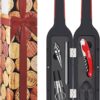 Kato 5-Piece Wine Opener Gift Set - Premium Corkscrew Kit with Aerator Pourer, Stopper & Glass Markers - Elegant Red Box for Valentine's & Gifting