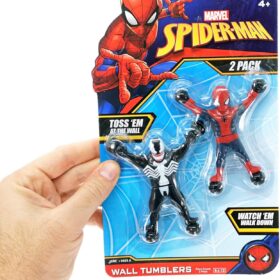 JA-RU Spider-Man & Venom Window Crawler Wall Climbers - 2-Pack Marvel Superhero Sticky Action Figures Fidget Toy for Kids