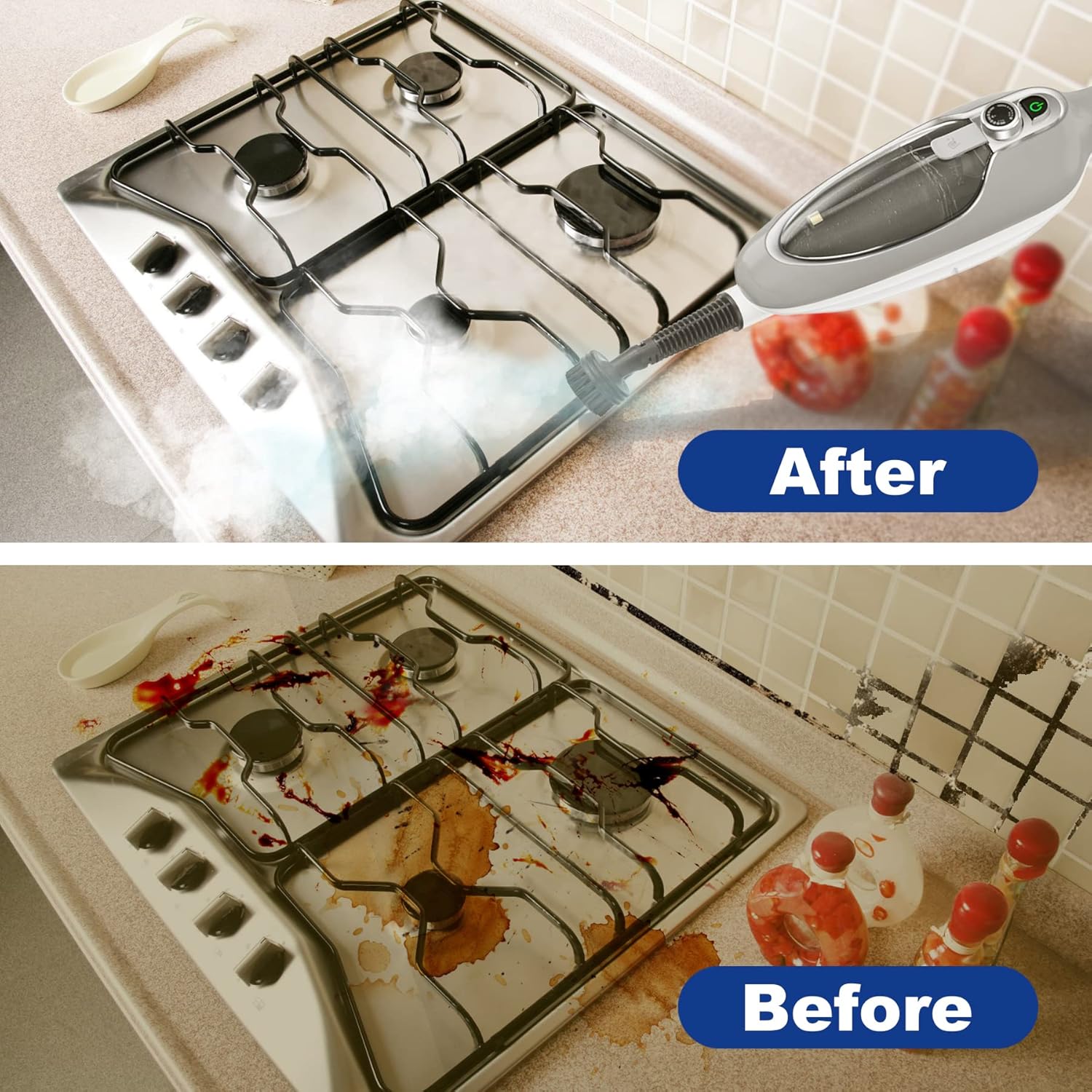 GorFanty 10-in-1 Multi-Purpose Steam Mop - Fast Heat Handheld Floor Steamer for Hardwood, Tile, Laminate & Carpet with 11 Accessories