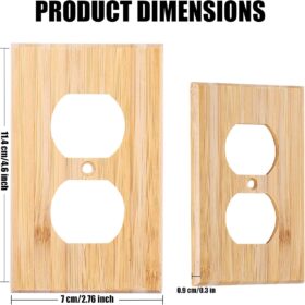 Natural Bamboo Double Outlet Cover - 4.5" x 2.76" Eco-Friendly Decorative Wall Plate for Light Switches & Outlets, Kitchen Bedroom Bathroom Home Decor