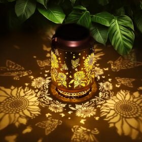Sunflower Solar Lantern Outdoor - Vintage Metal Garden Lights for Patio, Yard & Porch Decor, Solar Powered Hanging Lights for Outside Landscape