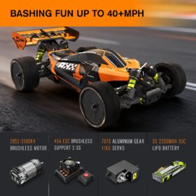 CROBOLL RLAARLO 1:10 Brushless RC Buggy - 40+ MPH High Speed 4X4 Off-Road Racing Car with Oil Filled Shocks, RTR for Adults
