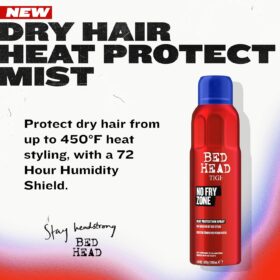 Bed Head by TIGI No Fry Zone Dry Heat Protectant Mist - 450°F Thermal Shield, 72-Hour Humidity Protection, Anti-Static Restyling Spray for Dry Hair, 4.5 oz