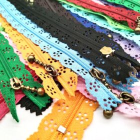 LNKA 20-Pack Lace Zippers - 30cm Decorative Nylon Coil Zippers for DIY Sewing, Crafts, Costume & Boutique Accessories (Random Colors)