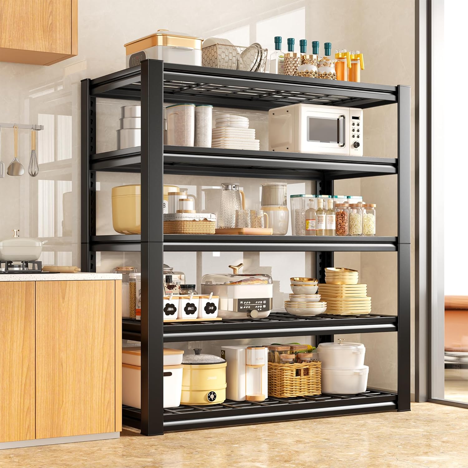 REIBII Heavy Duty Garage Shelving - 5-Tier Industrial Metal Storage Rack 3200LB Capacity, Adjustable 36" x 16" x 72" for Garage, Warehouse, Basement, Pantry, Commercial Use