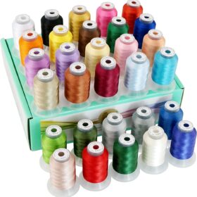 Brothread 30-Color Polyester Embroidery Machine Thread Kit - 500M Per Spool, 40WT - Compatible with Janome & Robison-Anton Color Charts