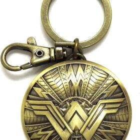 DC Comics Wonder Woman Shield Pewter Key Ring - 3 inch Gold Collectible Charm for Superhero Fans
