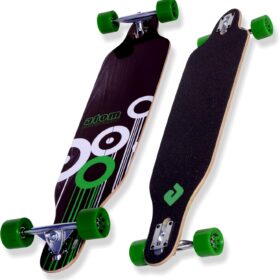 Atom Drop Through 41-Inch Longboard Skateboard – Maple Laminate Deck, Reverse King Pin Trucks, Low-Riding Design for Downhill Carving & Commuting