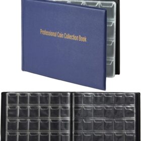 Juvale 240-Pocket Coin Collection Album - Premium Dark Blue Coin Binder with Removable Pages for Quarters, Pennies & Collectible Coins - 8" x 6" Organizer