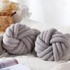 Marsui 2-Pack Knot Ball Pillows - 14" Plush Decorative Throw Pillows Soft Handmade Cushions for Couch Bedroom Living Room (Light Gray)