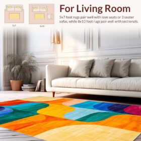 Modern Flatwoven High Traffic Area Rug 6x9 - Yellow, Non-Slip Stain Resistant Washable Living Room Bedroom Rug