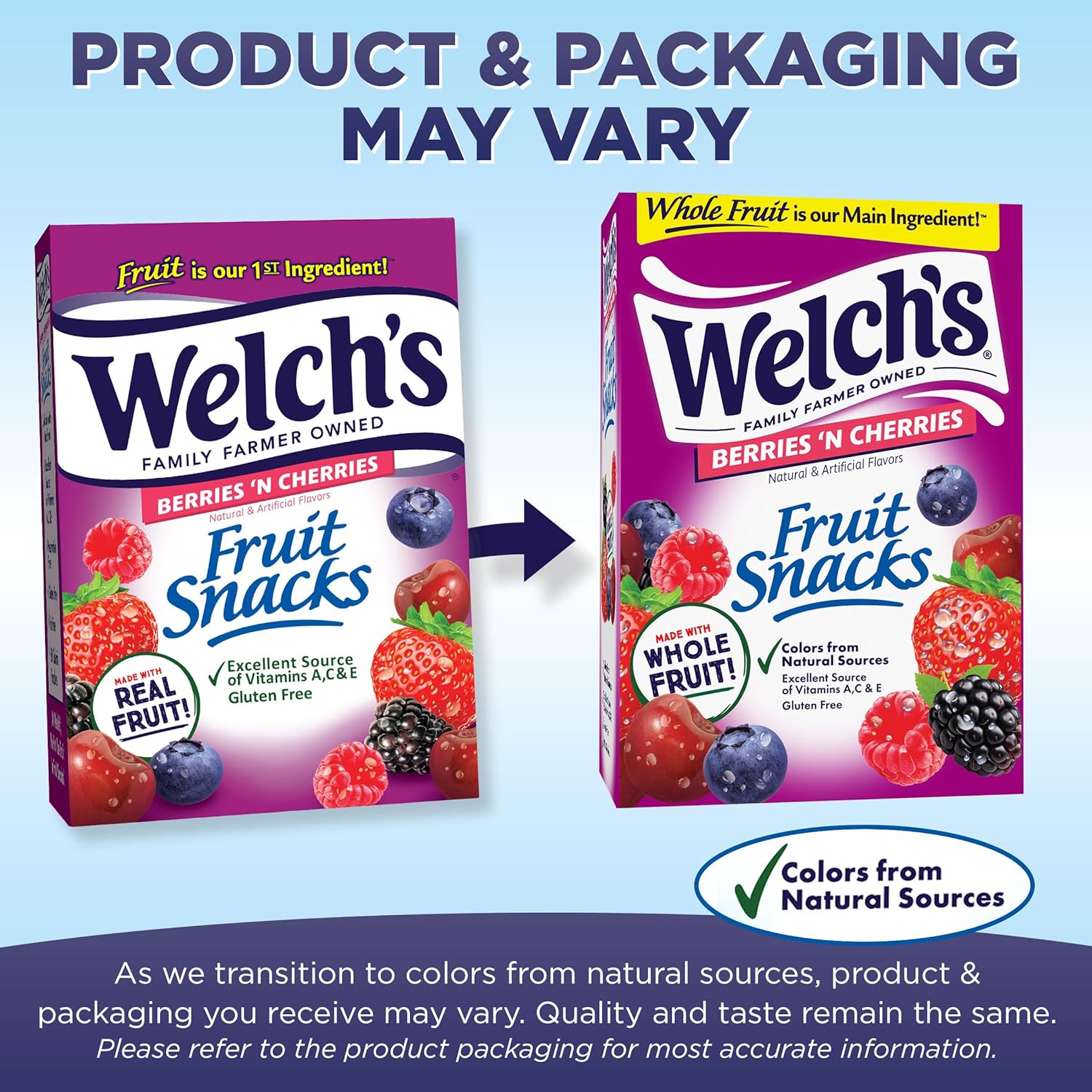 Welch's Fruit Snacks Berries 'N Cherries - Gluten Free Snack Box, 0.8 oz Individual Packs (40 Count)