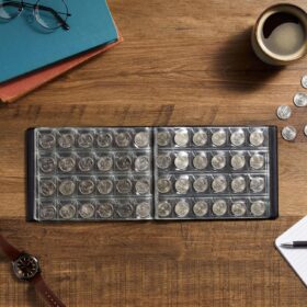 Juvale 240-Pocket Coin Collection Album - Premium Dark Blue Coin Binder with Removable Pages for Quarters, Pennies & Collectible Coins - 8" x 6" Organizer