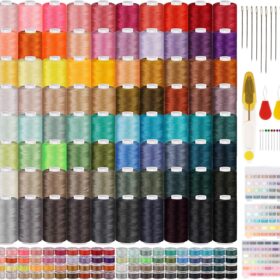 ilauke 160-Piece Sewing Thread Kit - 80 Colors Premium Polyester Thread (700 Yards) with 80 Prewound Bobbins for Brother Singer Janome Machines