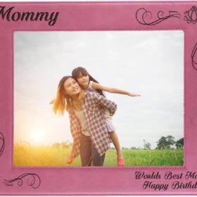 Personalized Engraved Leatherette Photo Frame - Custom Monogram Gift for Mom, 8x10 - Mother's Day Present