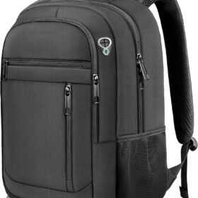 Extra Large 17.3 Inch Travel Backpack for Laptops - Water Resistant Carry-On Bag with Anti-Theft Pocket & Trolley Sleeve - Flight Approved Business Daypack for Men & Women (Black)