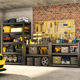 Heavy Duty 5-Tier Metal Garage Shelving Unit - 3000 lb Capacity, Adjustable Steel Storage Rack, 20"D x 40"W, Industrial Grade for Tools & Equipment, Black