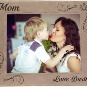 Personalized Engraved Leatherette Photo Frame - Custom Monogram Gift for Mom, 8x10 - Mother's Day Present