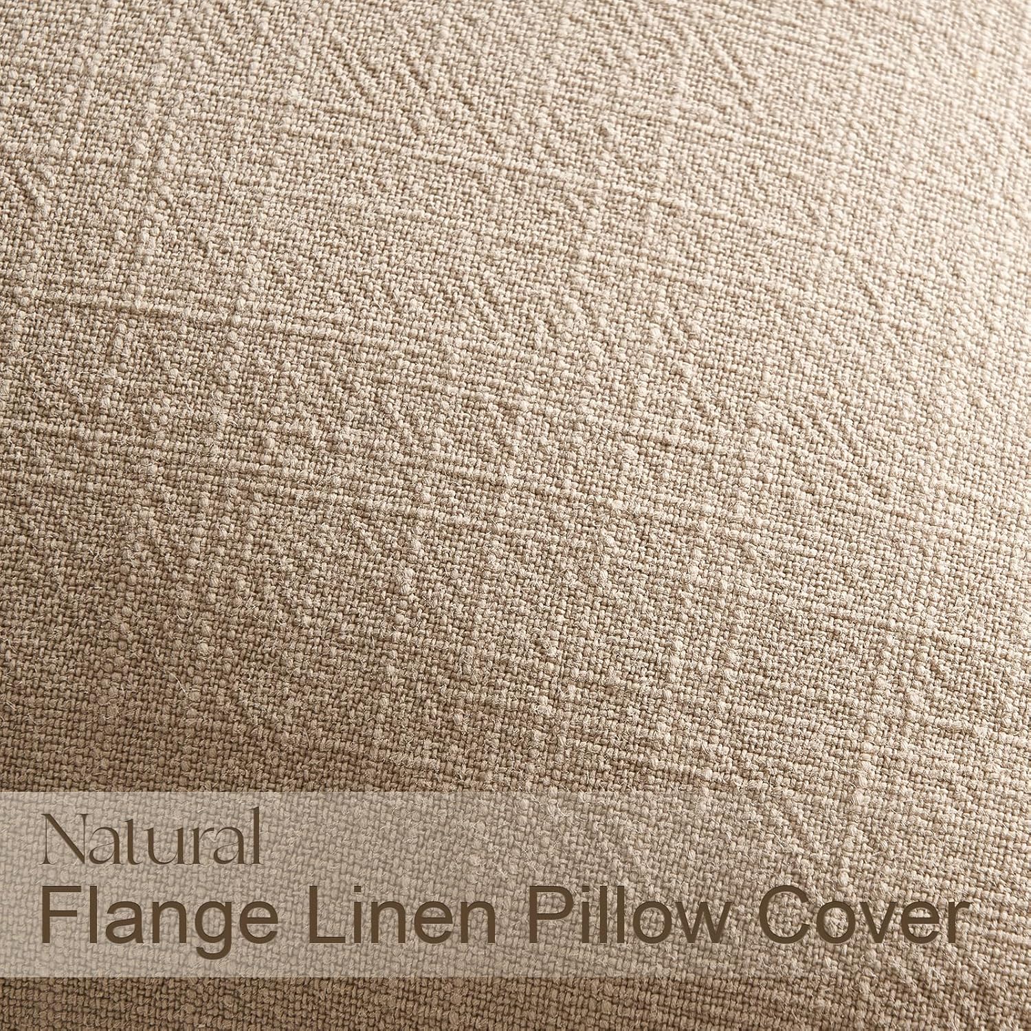 Natural Linen Blend Decorative Throw Pillow Covers - 4 Pack 20x20 inch Solid Color Cushion Cases with Flange Edge for Sofa Bedroom Living Room Farmhouse Home Decor