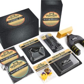 RockJam Guitar Accessory Kit - Wall Hanger, Capo, String Winder, Fret Cleaner, Spare Strings & Free Lessons